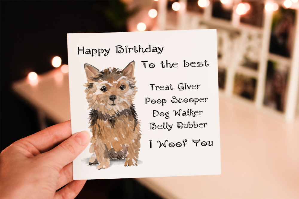 Norfolk Terrier Dog Birthday Card, Dog Birthday Card